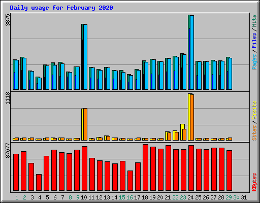 Daily usage for February 2020