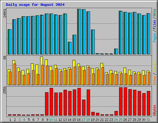 Daily usage for August 2024