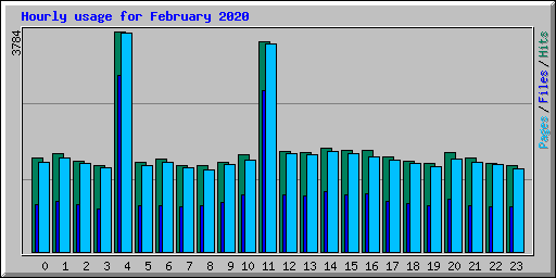 Hourly usage for February 2020